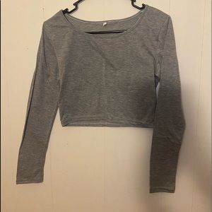 Grey long sleeve crop top